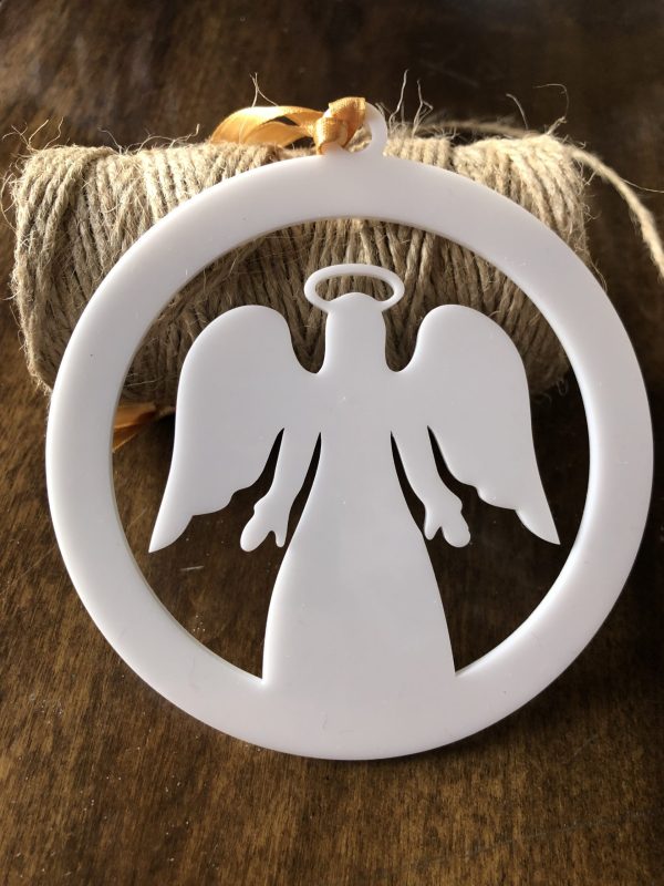 White acrylic angel ornament